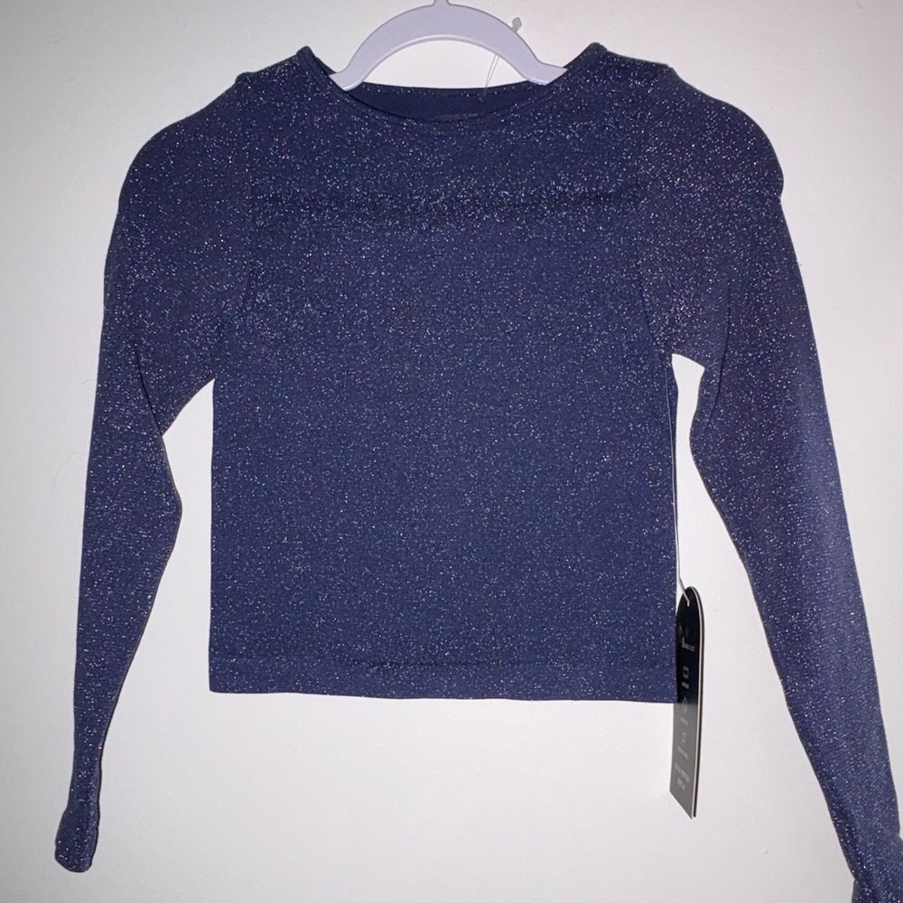 Elegant Navy Glitter Long Sleeve Top
